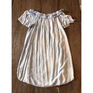 Light blue off-the-shoulder dress